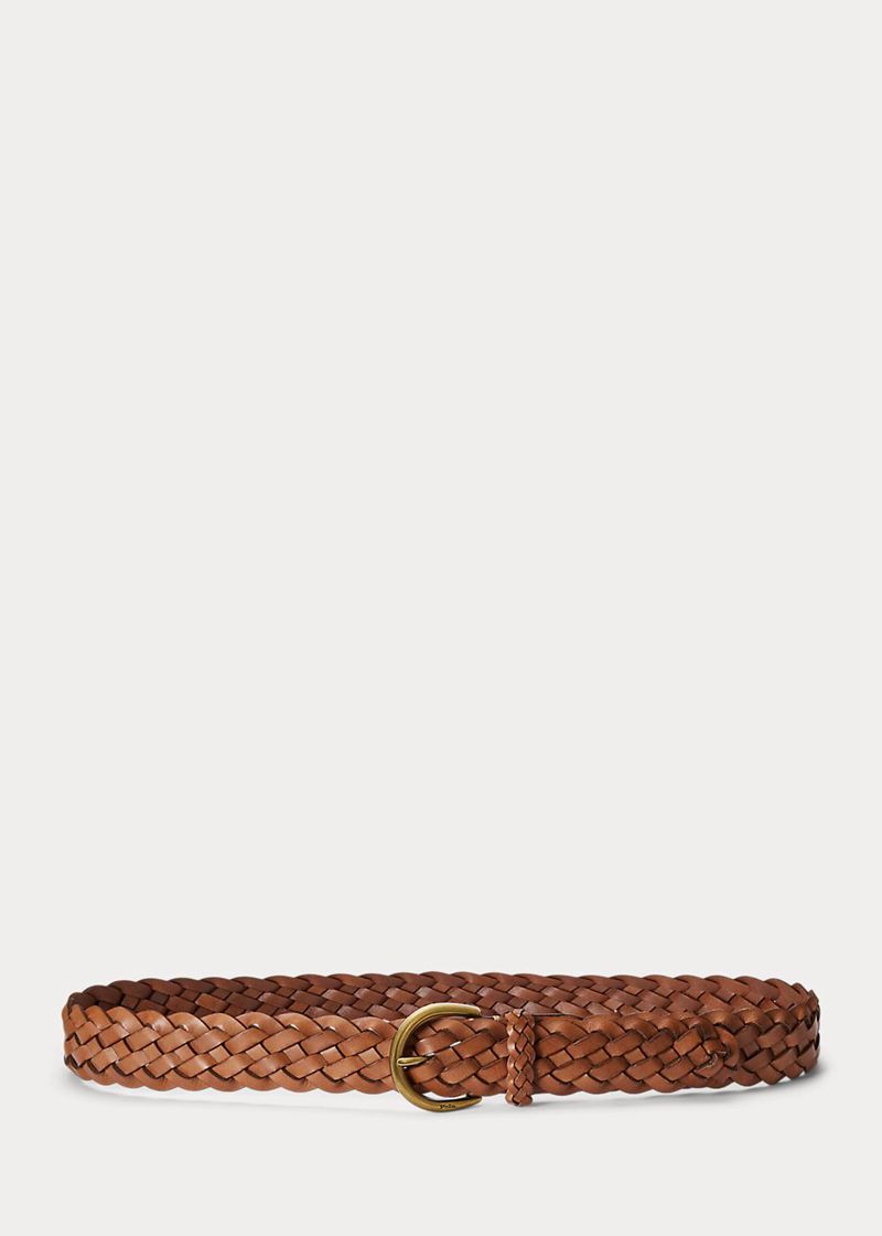 Pasek Polo Ralph Lauren Damska Brązowe Braided Calfskin 194502-AQO